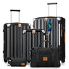 3/5-Piece Black Expandable Hard-Shell Luggage Set - 20/24/28 in (50.8/61/71.1 cm) Carry-On & Checked Bags with TSA Lock, Spinner Wheels, Cup Holder, USB Port