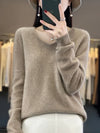 100% Extrafine Merino Wool V-Neck Sweater for Women – Long Sleeve Pullover Knit Jumper, Lightweight Warm Autumn/Winter