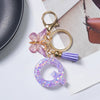 A-Z Sequined Initial Keychain with Purple Butterfly Tassel – Resin Letter Charm Keyring for Women & Girls, Backpack & Purse Accessory