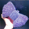 Rhinestone Bow Evening Clutch Minaudiere - Sparkling Bridal Wedding Bag 18 cm (7.1 in) with Chain