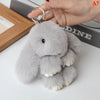 Fluffy Real Rabbit Fur Bunny Pom Pom Keychain 15 cm (5.9 in) for Bag & Car