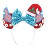 Sequin Snowflake Mouse Ear Headband with 5\" (12.7 cm) Bow – Kids & Adults Festival Party Cosplay Hairband
