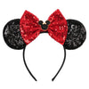 Disney Mickey Mouse Sequin Ears Headband with Bow - Halloween Party Cosplay Hairband for Women & Kids