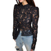 Women's Floral Lace Blouse - Long Sleeve Button-Up Sheer Top for Work & Date Night
