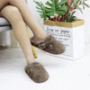 Faux Fur Mule Cork Slippers – Fluffy Indoor/Outdoor Closed-Toe Women's Mules
