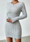 Slim Knit Crew Neck Mini Dress for Women - Autumn Winter Casual Straight Silhouette