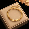 316L Stainless Steel Twisted Bangle Bracelet for Women - 18K Gold Plated Waterproof Wrist Chain Gift