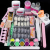Acrylic Nail Powder & Liquid Monomer Manicure Kit — Crystal Glitter, 3D Tips & Carving Tools