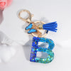Acrylic Alphabet (A-Z) Tassel Keychain with Crystal Butterfly Charm - Fashion Key Ring Gift for Women