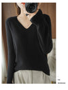 Women's V-Neck Knit Sweater, Cashmere Blend Pullover for Autumn Winter, Loose Fit Solid Jumper