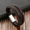 Classic Tiger Eye Beaded Multi-Layer Leather Bracelet for Men — Magnetic Clasp, Punk Style (19/21/23 cm | 7.5/8.3/9.1 in)