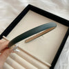 Korean Minimalist PU Leather Headband - Thin Solid Color Hair Hoop for Women