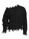 Women's Plus Size Long Sleeve Pullover Sweater Solid Knit Slant Neck Comfortable Fit for Autumn Winter