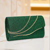 Glitter Envelope Clutch with Chain - Black Evening Party Bag