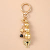 Bowknot Love Heart Keychain with Crystal Pearl Cute Handbag Key Ring Gift for Women and Girls