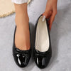 Women's Ballerina Flats - Comfortable Non-Slip PU Loafers with Bow Knot, Casual Round-Toe