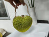 Heart Rhinestone Crystal Clutch - Diamond Inlay Mini Evening & Wedding Bag with Chain Strap