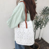 Lace Bucket Shoulder Bag for Women – Korean Straw Tote Beach Handbag, Elegant Summer Shoulder Bag