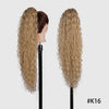 Long Ombre Blonde Synthetic Clip-In Braided Wavy Ponytail Hairpiece — Black to Brown Hair Extension