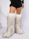 Women Over-the-Knee Faux Fur Snow Boots – Plush-Lined Slip-On Flat EVA Sole