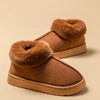 Women's Plush Fleece-Lined Winter Slippers, Non-Slip Soft-Sole Indoor House Shoes