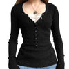 Women's Vintage Square Collar Knit Sweater - Loose Fit Long Sleeve Pullover