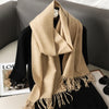 Women's Winter Scarf, Thick Cashmere-Look Pashmina Shawl with Tassels, Windproof Wrap, 175+ cm (69+ in) — 62 Colors
