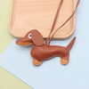 Dachshund PU Leather Dog Keychain Puppy Pendant Keyring Bag Charm for Women Valentine Gift