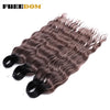 Synthetic Braiding Hair Extensions 24 in (60 cm) Loose Deep Wave Ombre Brown Rainbow Twist Crochet 3-Pack
