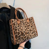 Yogodlns Faux Fur Animal Print Shoulder Bag - Soft Women's Casual Tote with Hasp Closure and Polyester Lining