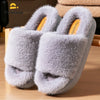 Women's Fur Platform Slippers - Memory Foam EVA Sole Open Toe Cozy Indoor House Shoes