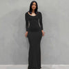 Spaghetti Strap Black Bodycon Trumpet Maxi Dress Y2K Sleeveless Long Evening Dress