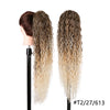 Long Ombre Blonde Synthetic Clip-In Braided Wavy Ponytail Hairpiece — Black to Brown Hair Extension