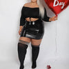 Women's Plus Size High-Waist Faux Leather Mini Skirt Bodycon PVC Look L-8XL