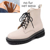 DIMANYU Women's Genuine Leather Fur-Lined Ankle Boots Motorcycle Style Short Winter Boots