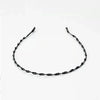 Unisex Black Metal Non-Slip Wavy Headband - Elastic Spring Hair Hoop for Men & Women