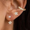 3-Pack Crystal Flower Tragus and Huggie Hoop Earring Set Gold & Silver for Cartilage, Helix & Lobe Piercing