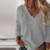 Plus Size V-Neck Dropped Shoulder Knit Sweater Pullover Long Sleeve Casual Crochet Jumper (0XL-3XL)