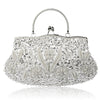 Retro Beaded Evening Clutch - Floral Sequin Wedding Party Handbag with Chain Strap