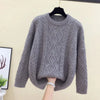 Plus Size Women's Oversized Knit Pullover Sweater Round Neck Vintage Twist Autumn Knitwear