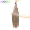 3-Pack 28-Inch (71 cm) Straight Crochet Braids Synthetic Hair Extensions High-Temperature Ombre Blonde Brown Gray