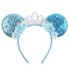 Sequin Snowflake Mouse Ear Headband with 5\" (12.7 cm) Bow – Kids & Adults Festival Party Cosplay Hairband