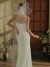 Butterfly Knot Long Bridal Veil Large Eye Mesh Waltz Veil One-Layer Cut Edge Wedding Photography Accessory