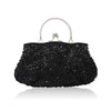 Retro Beaded Evening Clutch - Floral Sequin Wedding Party Handbag with Chain Strap