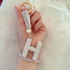Sparkling Rhinestone Initial Keychain - Round Alloy Letter Charm with Crystal Pendant