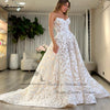 Luxury Lace Boho Off-the-Shoulder Bridal Ball Gown Sparkly Champagne Wedding Dress - Custom