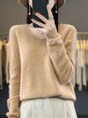 Fashion100% Merino Wool Sweater Cashmere  Pullover Women Knitwear V-Neck Long Sleeve  Autumn Winter Fashion Basic Clothing  Tops