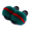 Real Fox Fur Slides for Women Luxury Furry Flat Slide Sandals