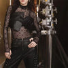Women's Tulle Mesh Long Sleeve Sheer Blouse Moon Flocked Y2K Top