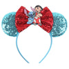 Disney Mickey Mouse Sequin Ears Headband with Bow - Halloween Party Cosplay Hairband for Women & Kids